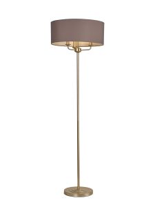 Banyan 3 Light Switched Floor Lamp With 50cm x 20cm Faux Silk Fabric Shade Champagne Gold/Grey