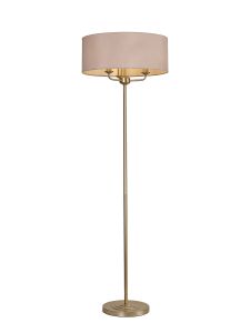 Banyan 3 Light Switched Floor Lamp With 50cm x 20cm Dual Faux Silk Fabric Shade Champagne Gold/Nude Beige