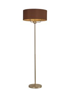 Banyan 3 Light Switched Floor Lamp With 50cm x 20cm Dual Faux Silk Fabric Shade Champagne Gold/Raw Cocoa