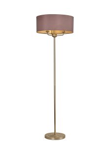 Banyan 3 Light Switched Floor Lamp With 50cm x 20cm Dual Faux Silk Fabric Shade Champagne Gold/Taupe