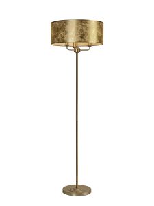 Banyan 3 Light Switched Floor Lamp With 50cm x 20cm Gold Leaf Shade Champagne Gold/Gold Leaf