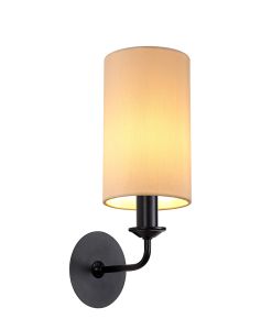 Banyan 1 Light Switched Wall Lamp With 12cm x 20cm Dual Faux Silk Fabric Shade Matt Black/Nude Beige