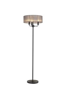 Banyan 3 Light Switched Floor Lamp With 45cm x 15cm Organza Shade Matt Black/Grey