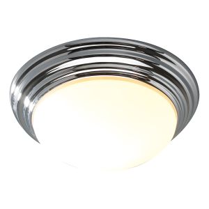 Barclay 1 Light E27 Bathroom IP44 Polished Chrome Small Flush With Opal Glass