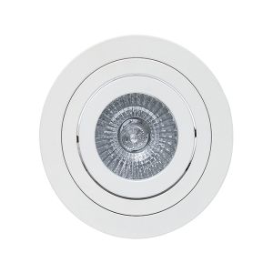 Basico GU10 Swivel Downlight 9.2cm Round 1 x GU10 Max 50W Matt White, Cut Out: 80mm, Lampholder Included