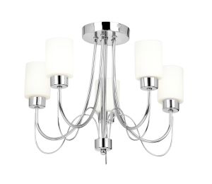 Endon BAXTER-5CH 5 Light Ceiling Fitting In Chrome With Opal Glass 5 Light In Chrome