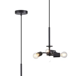 Baymont 25cm Satin Black 3 Light E27 Universal Single Pendant, Suitable For A Vast Selection Of Shades