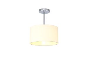 Baymont Polished Chrome 1 Light E27 Semi Flush, With 30cm x 17cm Faux Silk Shade, Ivory Pearl/White Laminate