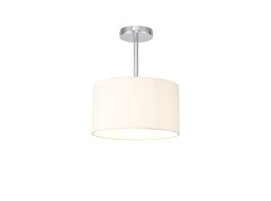 Baymont Polished Chrome 1 Light E27 Semi Flush With 30cm x 17cm Dual Faux Silk Shade, Nude Beige/Moonlight