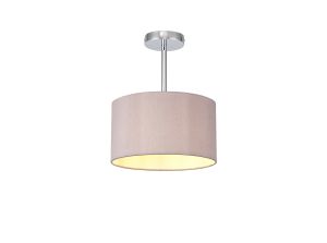 Baymont Polished Chrome 1 Light E27 Semi Flush With 30cm x 17cm Dual Faux Silk Shade, Taupe/Halo Gold