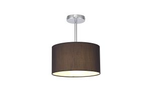 Baymont Polished Chrome 1 Light E27 Semi Flush With 30cm x 17cm Faux Silk Shade, Black/White Laminate