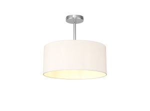 Baymont Polished Chrome 1 Light E27 Semi Flush With 40cm x 18cm Dual Faux Silk Shade, Nude Beige/Moonlight