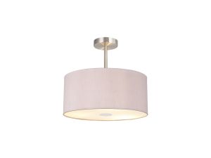 Baymont Polished Chrome 1 Light E27 Semi Flush With 40cm x 18cm Dual Faux Silk Shade, Taupe/Halo Gold With Frosted/PC Acrylic Diffuser
