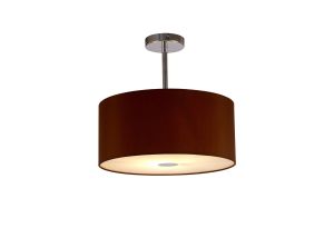 Baymont Polished Chrome 1 Light E27 Semi Flush With 40cm x 18cm Dual Faux Silk Shade, Raw Cocoa/Grecian Bronze With Frosted/PC Diffuser