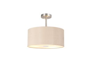 Baymont Polished Chrome 1 Light E27 Semi Flush With 40cm x 18cm Dual Faux Silk Shade, Antique Gold/Ruby With Frosted/PC Acrylic Diffuser