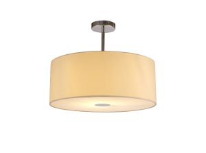 Baymont Polished Chrome 1 Light E27 Semi Flush With 50cm x 20cm Faux Silk Shade, Ivory Pearl/White Laminate With Frosted/PC Acrylic Diffuser
