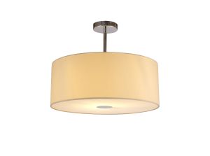 Baymont Polished Chrome 1 Light E27 Semi Flush With 50cm x 20cm Faux Silk Shade, Ivory Pearl/White Laminate With Frosted/PC Acrylic Diffuser