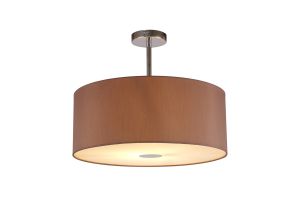 Baymont Polished Chrome 1 Light E27 Semi Flush With 50cm x 20cm Dual Faux Silk Shade, Taupe/Halo Gold With Frosted/PC Acrylic Diffuser