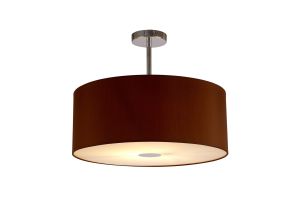Baymont Polished Chrome 1 Light E27 Semi Flush With 50cm x 20cm Dual Faux Silk Shade, Raw Cocoa/Grecian Bronze With Frosted/PC Diffuser