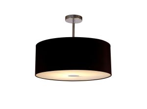 Baymont Polished Chrome 1 Light E27 Semi Flush With 50cm x 20cm Dual Faux Silk Shade, Black/Green Olive With Frosted/PC Acrylic Diffuser