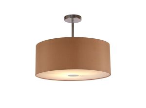 Baymont Polished Chrome 1 Light E27 Semi Flush With 50cm x 20cm Dual Faux Silk Shade, Antique Gold/Ruby With Frosted/PC Acrylic Diffuser