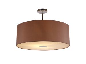Baymont Polished Chrome 1 Light E27 Semi Flush With 60cm x 22cm Dual Faux Silk Shade, Taupe/Halo Gold With Frosted/PC Acrylic Diffuser