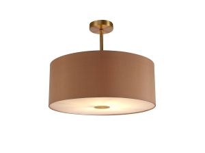 Baymont Antique Brass 1 Light E27 Semi Flush With 50cm x 20cm Dual Faux Silk Shade, Antique Gold/Ruby With Frosted/AB Acrylic Diffuser