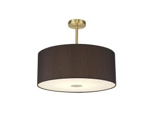 Baymont Antique Brass 1 Light E27 Semi Flush With 50cm x 20cm Faux Silk Shade, Black/White Laminate With Frosted/AB Acrylic Diffuser