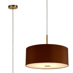 Baymont Antique Brass 1 Light E27  Single Pendant With 50cm x 20cm Dual Faux Silk Shade, Raw Cocoa/Grecian Bronze With Frosted/AB Acrylic Diffuser