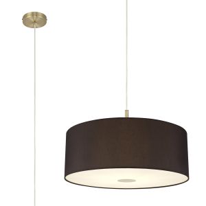 Baymont Antique Brass 1 Light E27  Single Pendant With 60cm x 22cm Faux Silk Shade, Black/White Laminate With Frosted/AB Acrylic Diffuser