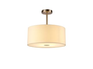 Baymont Satin Nickel 1 Light E27 Semi Flush With 40cm x 18cm Faux Silk Shade, Ivory Pearl/White Laminate With Frosted/SN Acrylic Diffuser