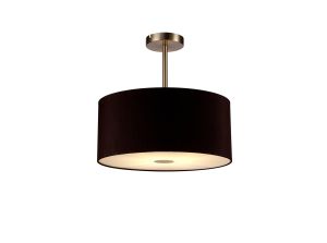 Baymont Satin Nickel 1 Light E27 Semi Flush With 40cm x 18cm Dual Faux Silk Shade, Black/Green Olive With Frosted/SN Acrylic Diffuser