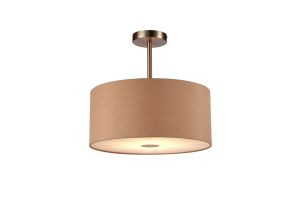 Baymont Satin Nickel 1 Light E27 Semi Flush With 40cm x 18cm Dual Faux Silk Shade, Antique Gold/Ruby With Frosted/SN Acrylic Diffuser