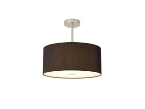 Baymont Satin Nickel 1 Light E27 Semi Flush With 40cm x 18cm Faux Silk Shade, Black/White Laminate With Frosted/SN Acrylic Diffuser
