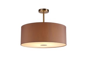 Baymont Satin Nickel 1 Light E27 Semi Flush With 50cm x 20cm Dual Faux Silk Shade, Taupe/Halo Gold With Frosted/SN Acrylic Diffuser