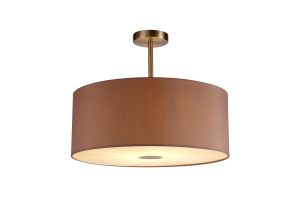 Baymont Satin Nickel 1 Light E27 Semi Flush With 50cm x 20cm Dual Faux Silk Shade, Taupe/Halo Gold With Frosted/SN Acrylic Diffuser