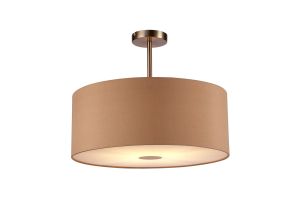 Baymont Satin Nickel 1 Light E27 Semi Flush With 50cm x 20cm Dual Faux Silk Shade, Antique Gold/Ruby With Frosted/SN Acrylic Diffuser