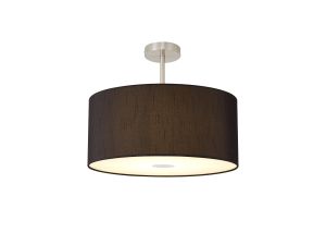 Baymont Satin Nickel 1 Light E27 Semi Flush With 50cm x 20cm Faux Silk Shade, Black/White Laminate With Frosted/SN Acrylic Diffuser