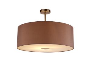 Baymont Satin Nickel 1 Light E27 Semi Flush With 60cm x 22cm Dual Faux Silk Shade, Taupe/Halo Gold With Frosted/SN Acrylic Diffuser