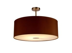 Baymont Satin Nickel 1 Light E27 Semi Flush With 60cm x 22cm Dual Faux Silk Shade, Raw Cocoa/Grecian Bronze With Frosted/SN Acrylic Diffuser