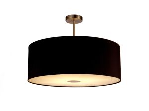 Baymont Satin Nickel 1 Light E27 Semi Flush With 60cm x 22cm Dual Faux Silk Shade, Black/Green Olive With Frosted/SN Acrylic Diffuser