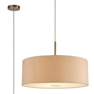 Baymont Satin Nickel 1 Light E27  Single Pendant With 60cm Dual Faux Silk Shade, Nude Beige/Moonlight With 60cm Frosted/SN Acrylic Diffuser