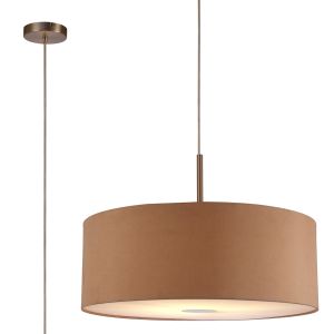 Baymont Satin Nickel 1 Light E27  Single Pendant With 60cm Dual Faux Silk Shade, Antique Gold/Ruby With 60cm Frosted/SN Acrylic Diffuser