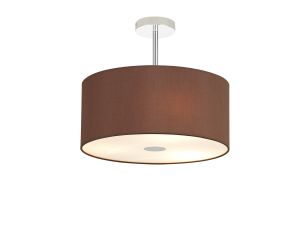 Baymont Polished Chrome 3 Light E27 Semi Flush With 40cm x 18cm Dual Faux Silk Shade, Cocoa/Grecian Bronze & Frosted/PC Acrylic Diffuser