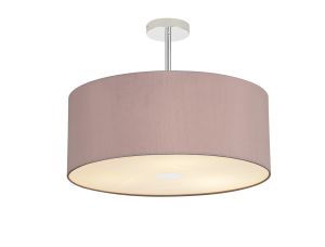 Baymont Polished Chrome 3 Light E27 Semi Flush With 50cm x 20cm Dual Faux Silk Shade, Taupe/Halo Gold & Frosted/PC Acrylic Diffuser