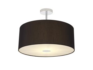 Baymont Polished Chrome 3 Light E27 Semi Flush With 50cm x 20cm Faux Silk Shade, Black/White Laminate & Frosted/PC Acrylic Diffuser