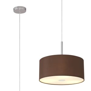 Baymont Polished Chrome  3 Light E27 Single Pendant With 40cm x 18cm Dual Faux Silk Shade, Cocoa/Grecian Bronze & Frosted/PC Acrylic Diffuser