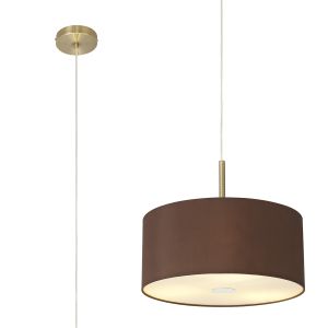 Baymont Antique Brass  3 Light E27 Single Pendant With 40cm x 18cm Dual Faux Silk Shade, Raw Cocoa/Grecian Bronze & Frosted/AB Acrylic Diffuser