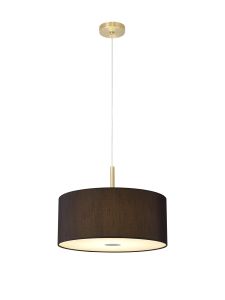 Baymont Antique Brass  3 Light E27 Single Pendant With 40cm x 18cm Faux Silk Shade, Black/White Laminate & Frosted/PC Acrylic Diffuser