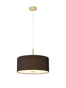 Baymont Antique Brass  3 Light E27 Single Pendant With 40cm x 18cm Faux Silk Shade, Black/White Laminate & Frosted/AB Acrylic Diffuser